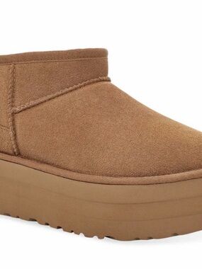 UGG Chestnut Suede Platform Ankle Boot